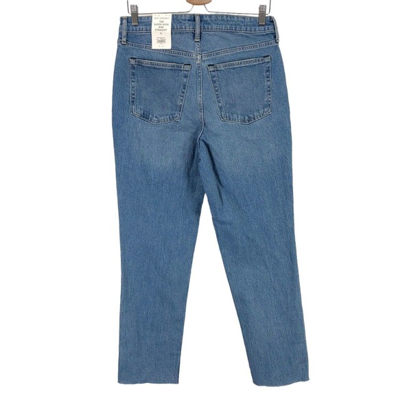 Free Assembly Super High Rise Straight Womens Jeans Patchwork Distressed Frayed - Picture 4 of 9